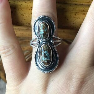 Natural Royston Blue Horizon Turquoise Sterling Silver Horseshoe Ring Size 9